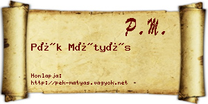 Pék Mátyás névjegykártya