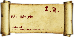 Pék Mátyás névjegykártya